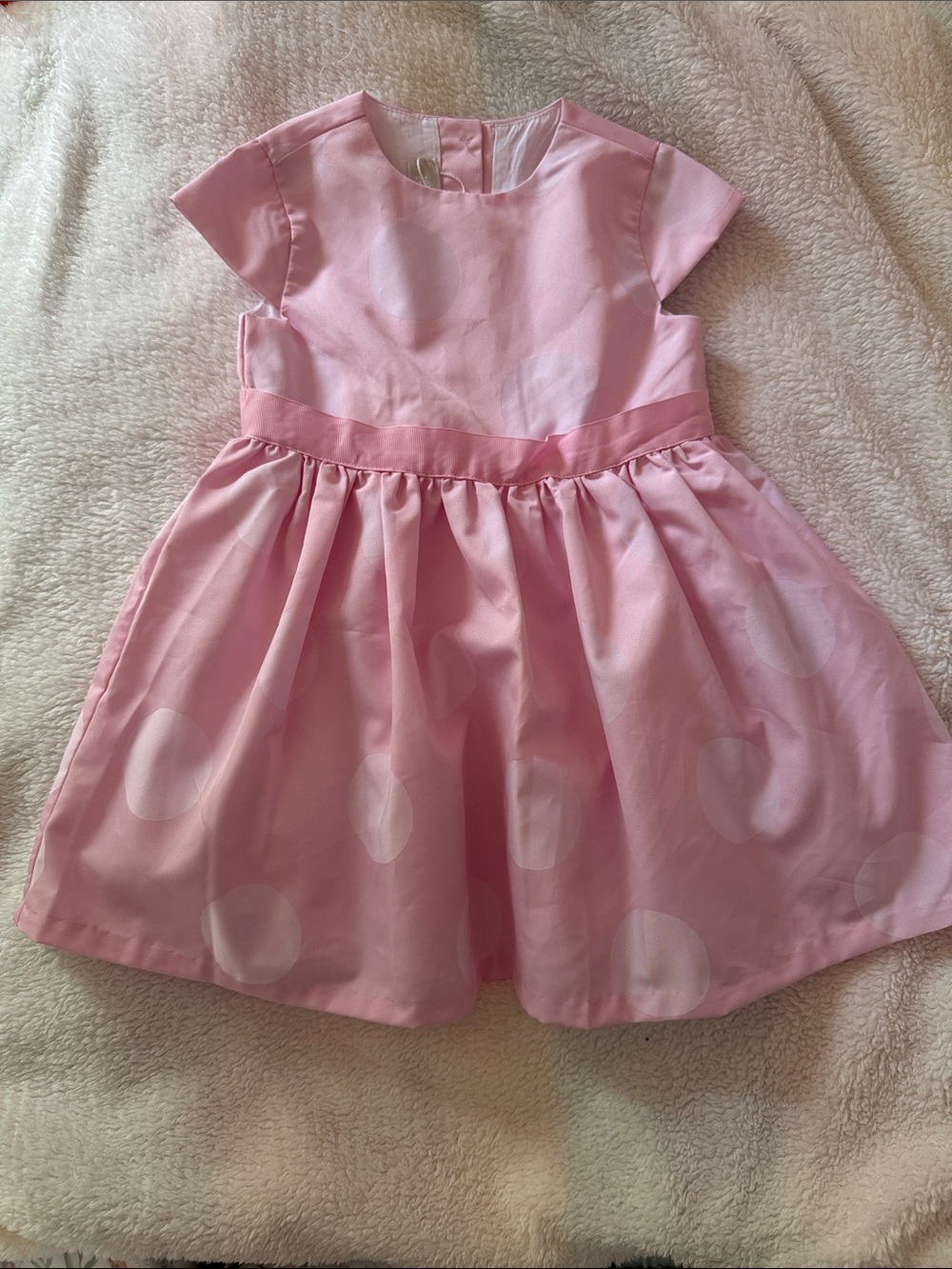Girls' Pink Polka Dot Party Dress with Sash
